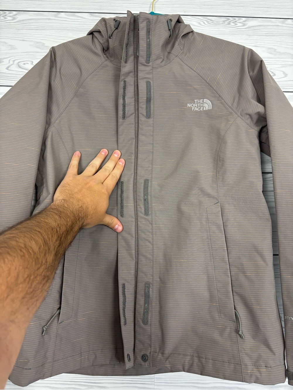 The North Face tan/gray stripe DryVent rain jacket size small - Picture 7 of 15